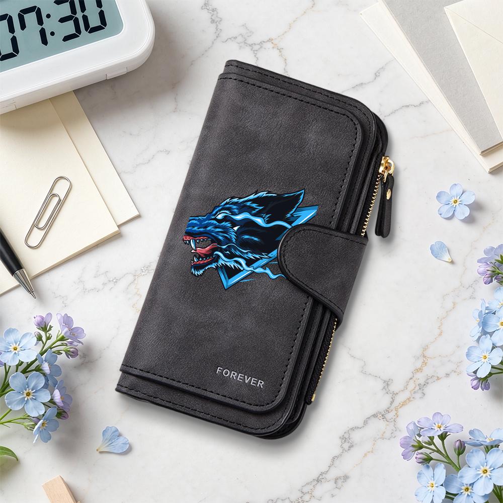 Stylish Cool Wolf Pattern Men Long Wallet Multi Slot Portable Durable Fashion Purse