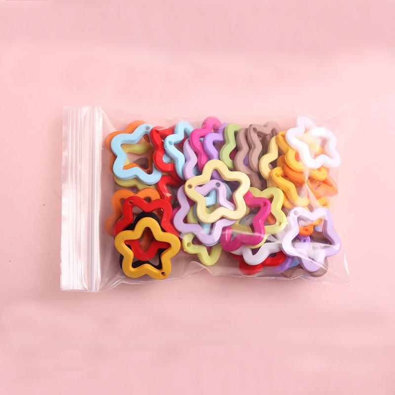 DIY Jewelry Material 40Pcs Acrylic Fashion Candy Color Pendants Pentagram Pendant 30mm for Necklace Earrings Making  Accessories