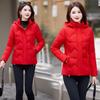 Womens Slim Fit Short Puffer Jacket Winter 2026 Solid Color Stand Collar Cotton-Padded Coat With 3D Embellishment