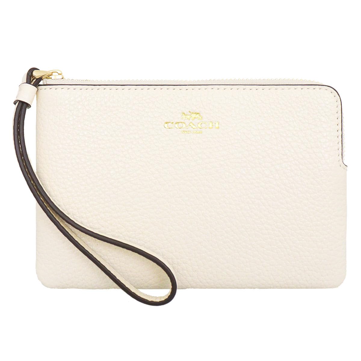 

Coach FCP483 Chalk Luxury Pebbled Leather Corner Zip Wristlet Pouch for Women [Outlet] [Brand] [Used]