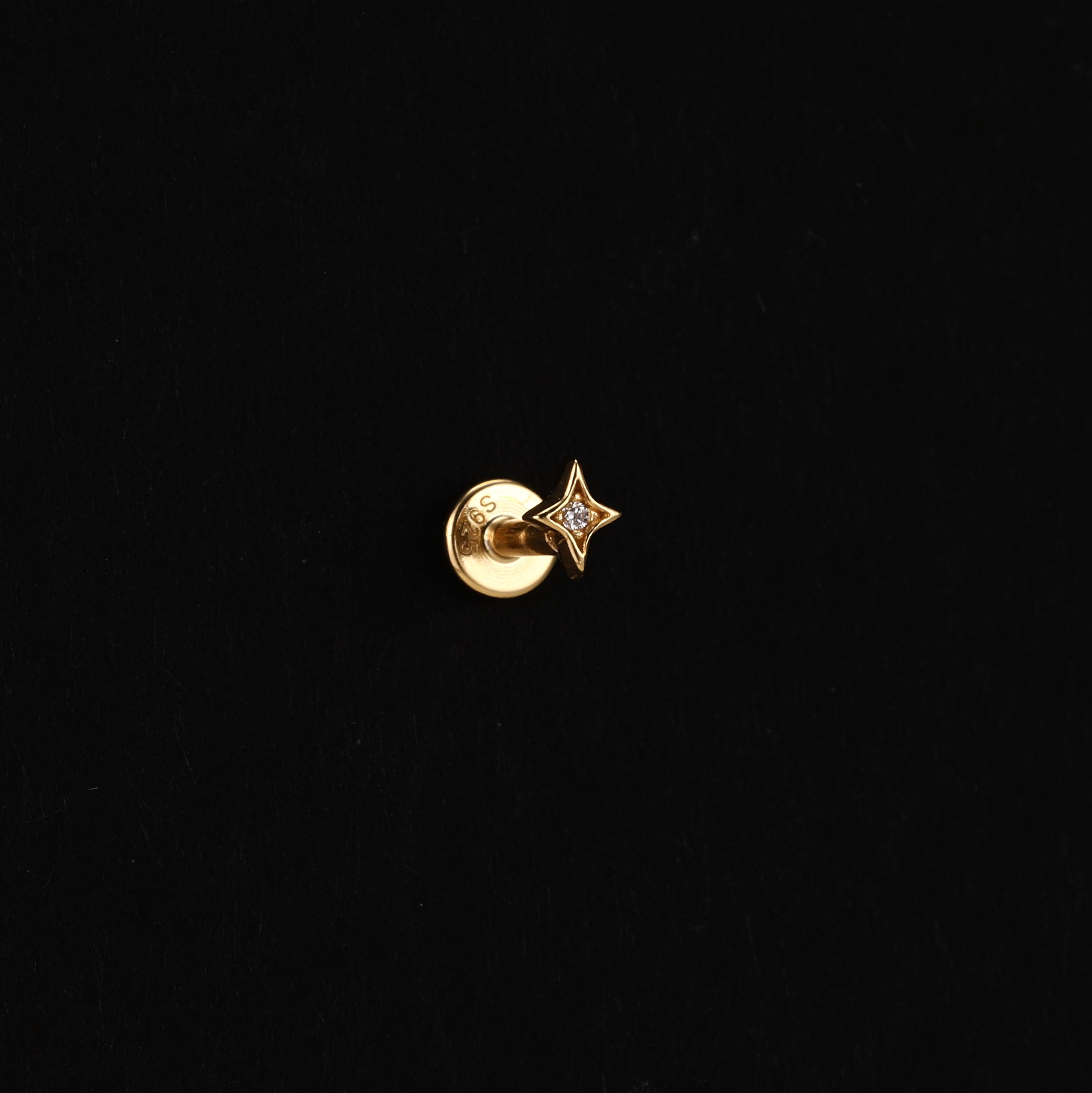 

AIDE Heart Round Ball Flat Helix Piercing Earring 925 Silver Ear Studs Geometric Zircon Exquisite Trinket Studs Aretes 1 piece