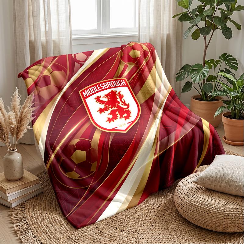 Manta de Franela Suave y Polar del Middlesbrough FC Ligera Acogedora Cálida Manta de Tiro Para Sofá Cama Decoración del Hogar