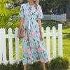 Vestidos Vintage Vintage Print Puff Sleeve Sommer Strand Süße Kleider Casual Quadrat Kragen Floral Maxi Lange Kleid 2022