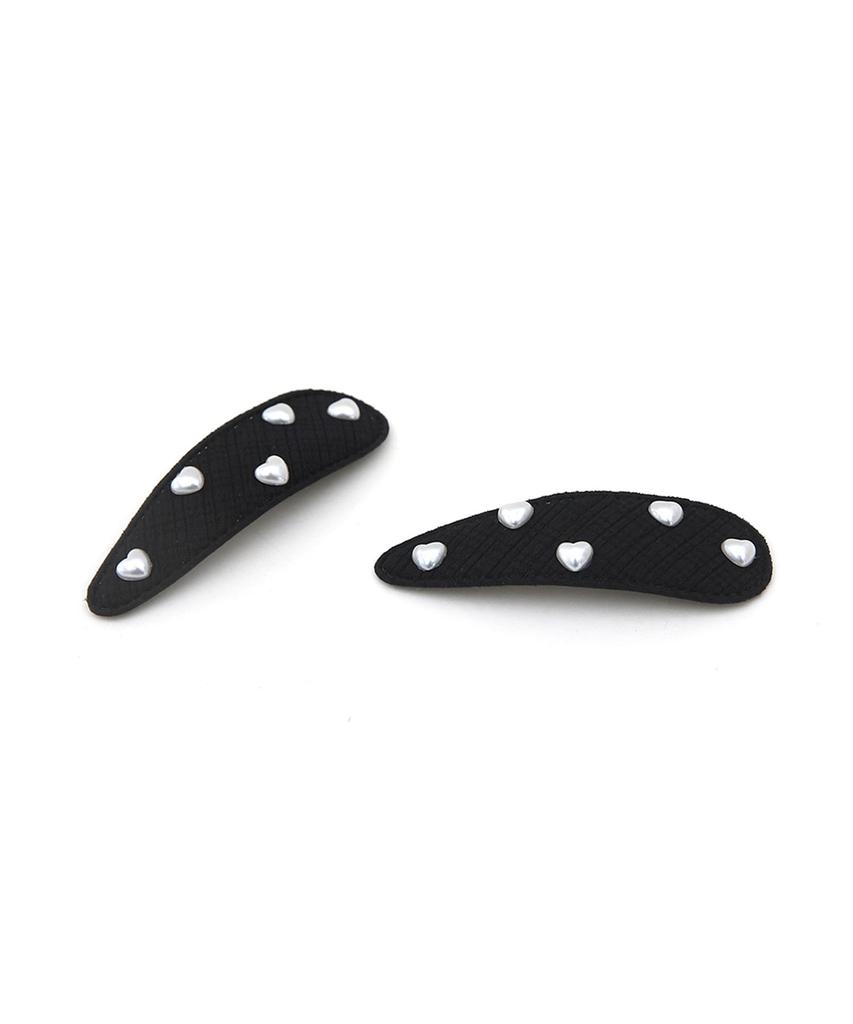 Charmy [2Set] Heart Pearl Hair Pin (Black)