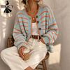 Women's Fashion Casual Fall Winter Stripe Print Long Sleeve O-Neck Sweaters