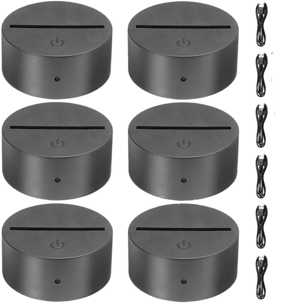 6/12 Pcs 3D Lamps Base LED Night Light DIY Clear Acrylic Sheets RGB Color Remote USB Cable Light Stand Decor Room Christmas Gift