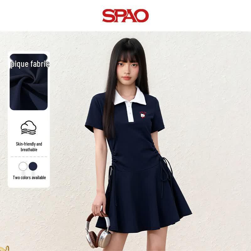 SPAO Contrast Polo Neck A-Line Dress M