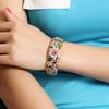 Enamel Chinese Cloisonne Bracelet Rhinestone Women's Hand Bracelet Hollow Out Flower Bangle  Gifts