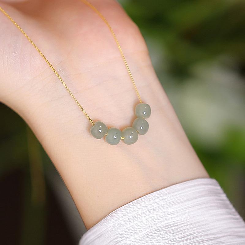 

Ожерелье из натурального нефрита 925 пробы из серебра 925 пробы, модные ювелирные изделия для женщин