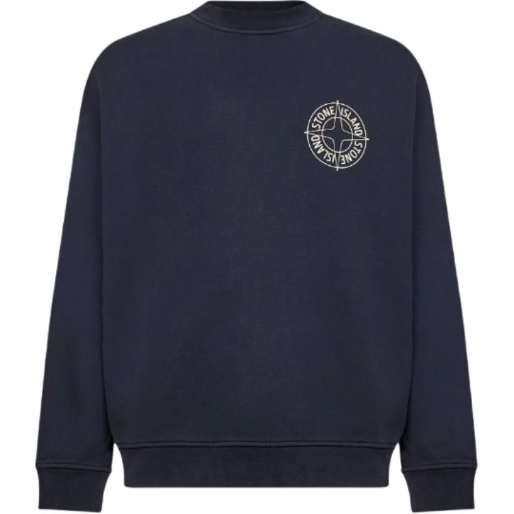 Stone Island Lente/Zomer 26 Letter Ribbelige Ronde Hals Losse Pasvorm Lange Mouwen Sweatshirt Heren sweatshirt L1S156100001S0283-V0020 XL