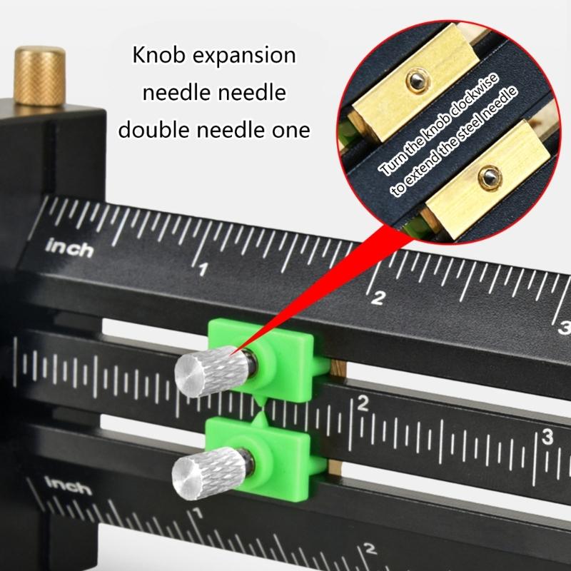 Metric/Inch Aluminum Limit Ruler Double Line Marking Ruler Multifunction Scribing Marking Ruler Measurement Tool