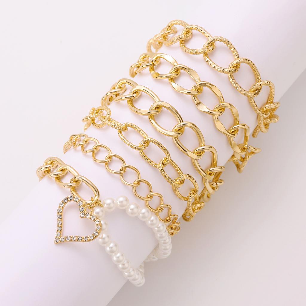 Vintage Mehrschichtiges Kettenarmband Set für Damen – Trendiger Europäischer Stil, Retro Minimalistischer Handschmuck, Grenzüberschreitende Heißverkauf Accessoires
