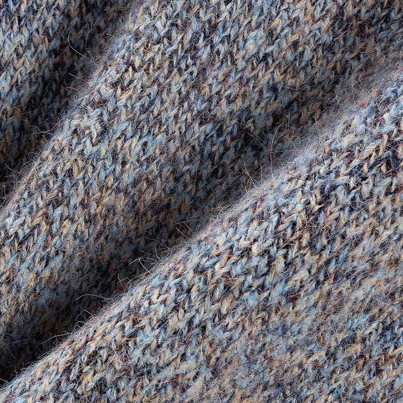 Women's Loose Fit Round Neck Color-Block Wool Blend Sweater