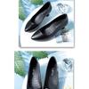 Women Black Leather Block Heel Pumps Comfortable Office Work Shoes