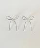 Elyona Bow Ribbon Earrings (Silver)