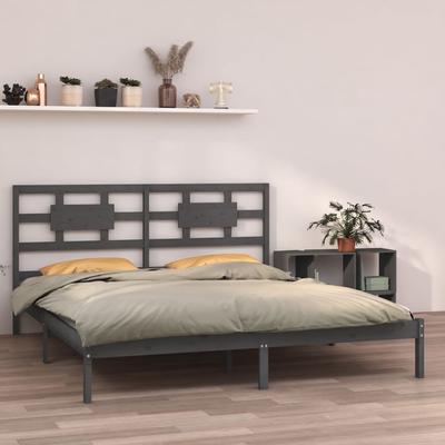 Vidaxl Bed Frame, Grey, Solid Wood, 200 X 200 Cm