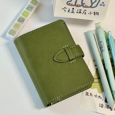 M5 5Holes Olive Green With 40Sheets PU Clip-on Notebook Faux Leather Loose Leaf Notebook Journal Kawaii