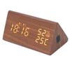 LED Digital Alarm Clock Multipurpose Wooden Clock with Voice Control Humidity Temperature Week Time Display Brown Wood