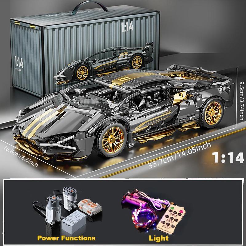 1:Mattoncini Super Auto da Corsa Scala 1:14, Kit Modello Veicolo Sportivo Fai-da-te Giocattolo da Costruzione Regalo per Ragazzi Bambini Età 8-12 14