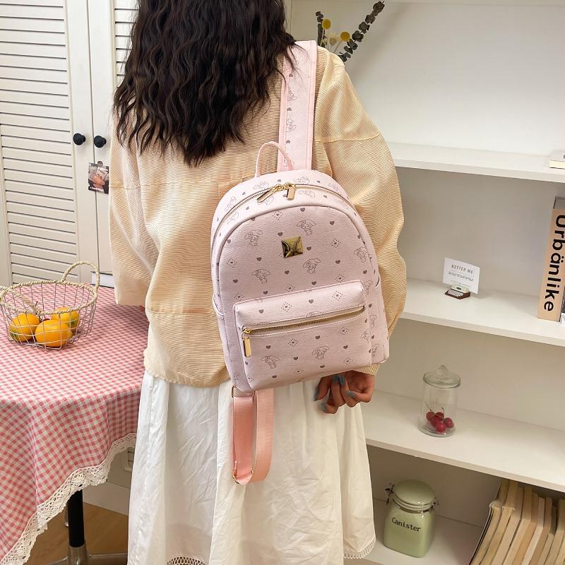 Cute large-capacity backpack, high value, sweet printing, versatile backpack, niche design sense of women