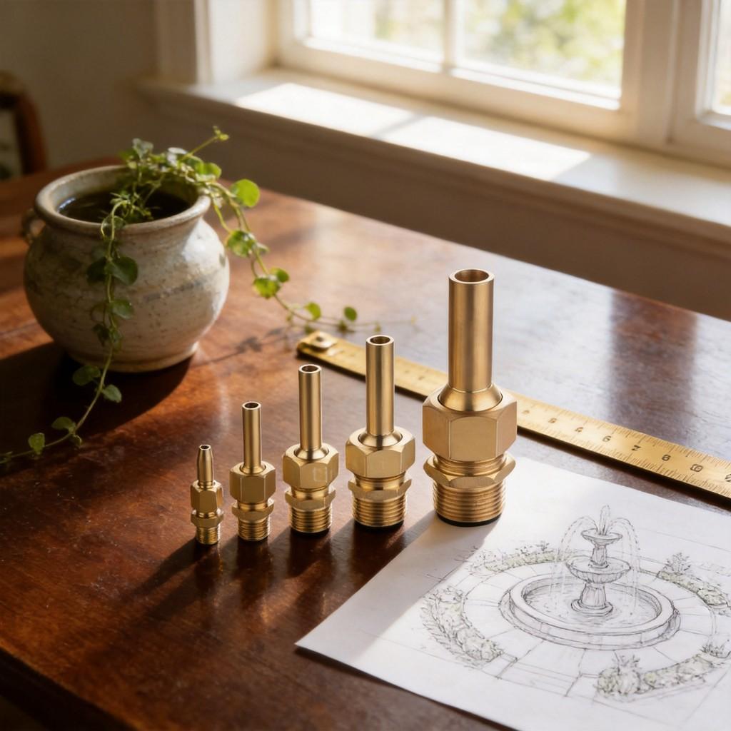 Ugello per Fontana da Giardino in Rame Pieno Regolabile Esagonale Spruzzatore d'Acqua per Decorazione del Giardino