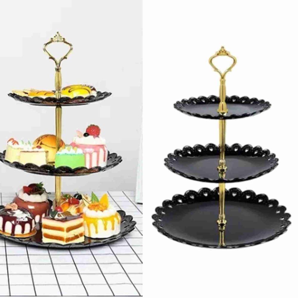 3 Tiers Fruit Cake Display Rack Luxurious Design 3 Tier Cake Stand Celebration