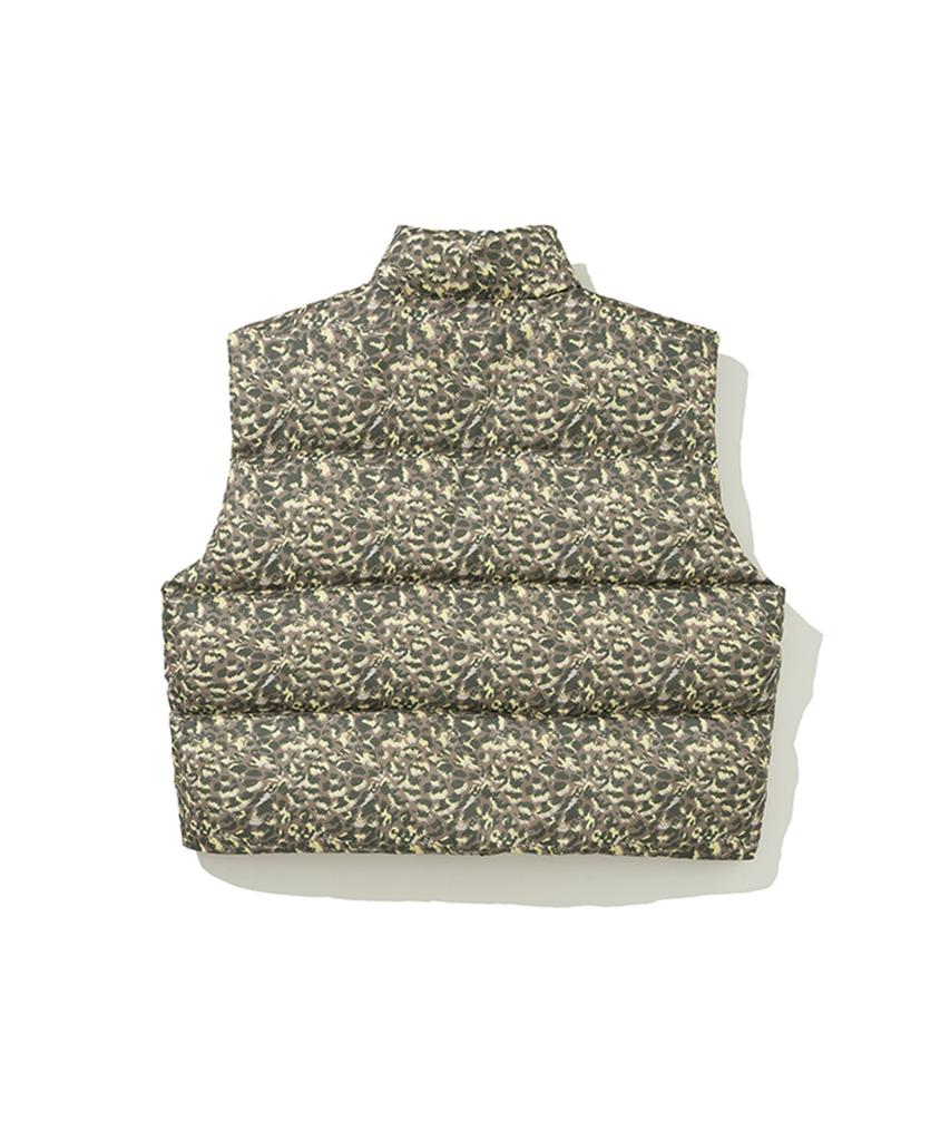 Erer Leopard Print Down Vest Khaki