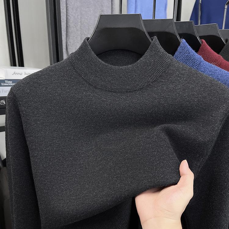 

Men s High-End Winter Knit Sweater - Warm, Casual Round Neck Base Layer XL for 65-75 kg темно-сірий