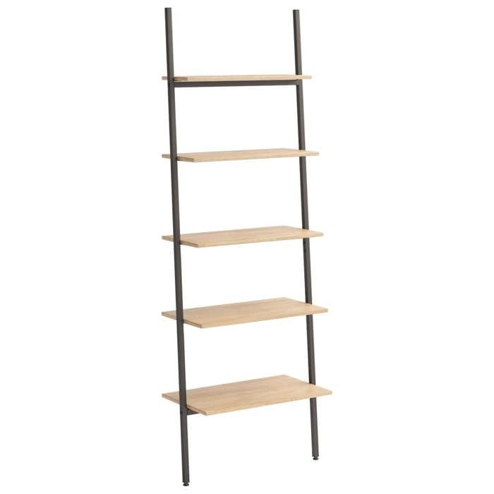 VidaXL Étagère inclinée à 5 niveaux Marron clair et noir 64x34x185,5cm 336376