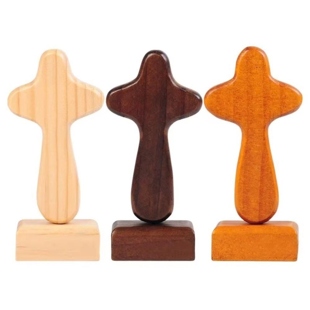 Magnetic Base Crosses Figurine Portable Crucifix Sculpture Wood Cross Statue  Living Room