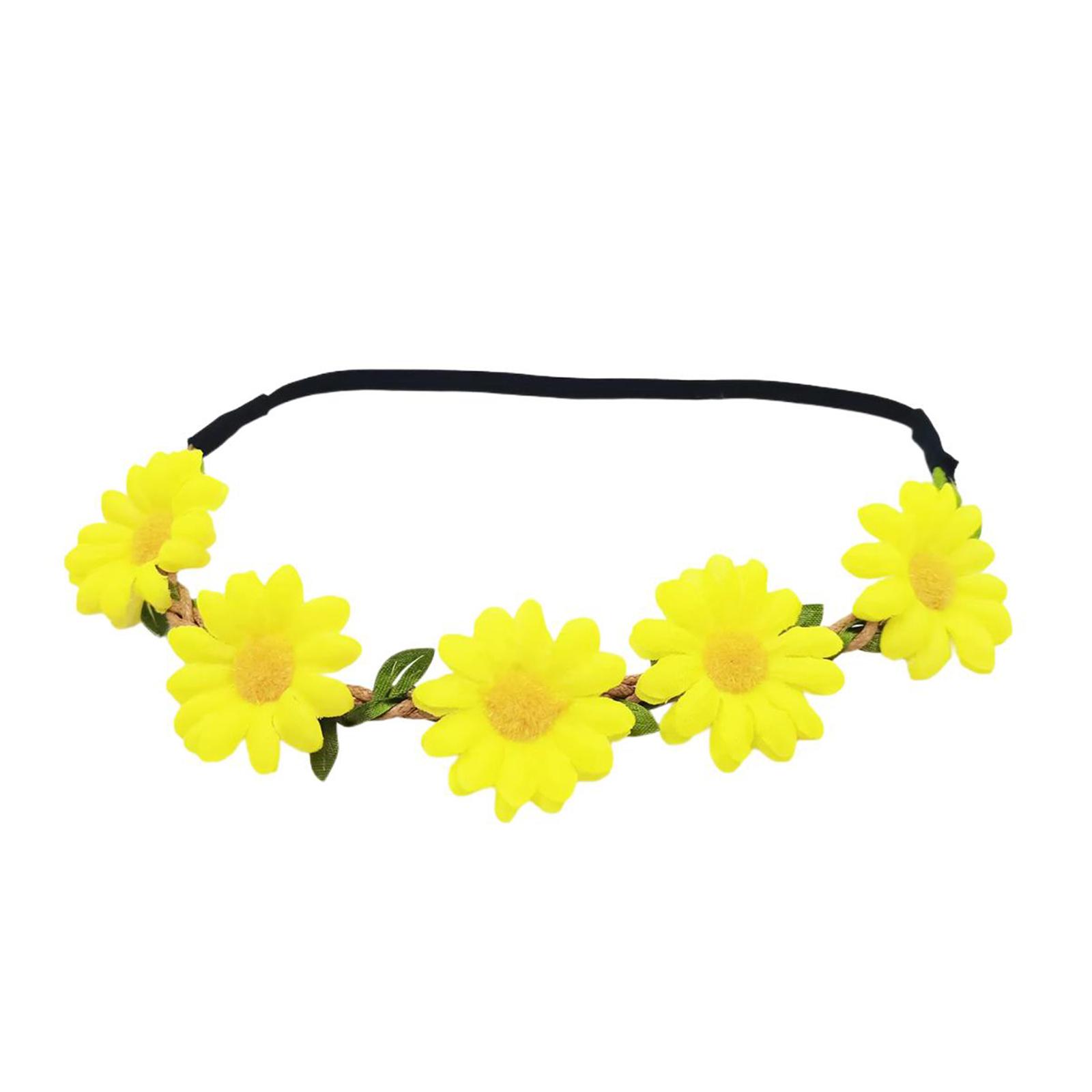 

Unique Floral Wreath Daisy Hair Accessories Elastic Flower Headband Headwear For Festivals And Weddings Halloween Party 8