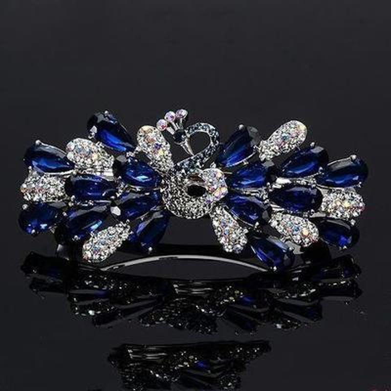 Women Colorful Peacock Hair Clip Barrette Hair Accessories Women Fashion Rhinestone Hairpin Headwear