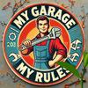 D Flat Pc Xinch Vintage My Garage My Rules Metal Sign Rustic Garage Rules Sign with Mechanic Artwork Pre