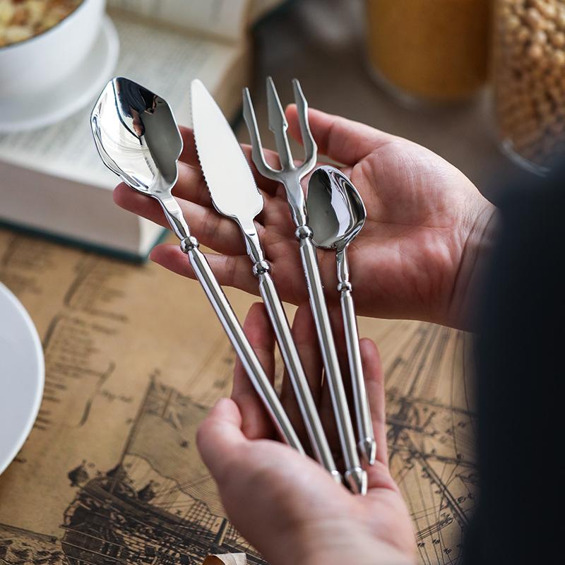 1Set 304 Stainless Steel Steak Knife Western Food Cutlery Thickened Commercial Set Table Knife Dessert Spoon