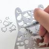 Cat-themed Hollow ruler for journals Planner Stencils Hollow Journaling Supplies Portable Scrapbook Templates metal cutout ruler