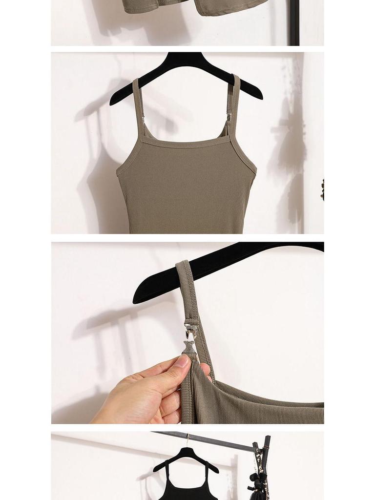 Plus Size Slimming Camisole Dress - Women's Waist-Cinched Spring/Summer Slit Outerwear Skirt