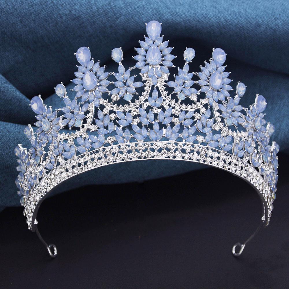 Luxury Rose Red Crystal Tiaras and Crowns for Bride Wedding Crown Headdress Princess Queen Birthday Prom Hair Jewelry Pageant