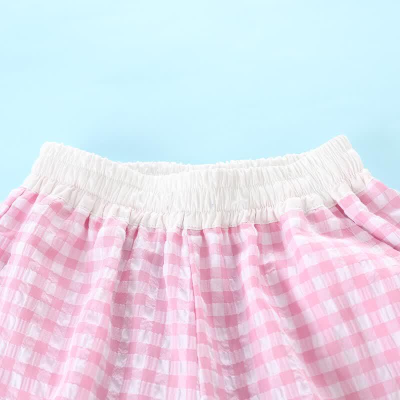 Girls' Strawberry Star T-Shirt & Pink Plaid Pants Set