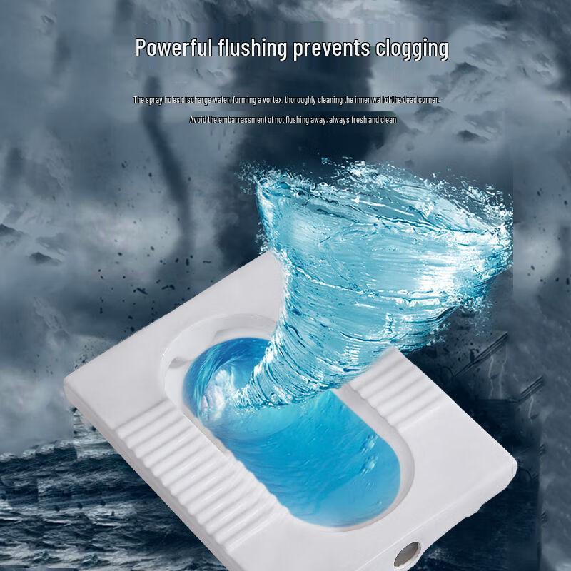 Ceramic Squat Toilet with Flush Tank and Front Drainage