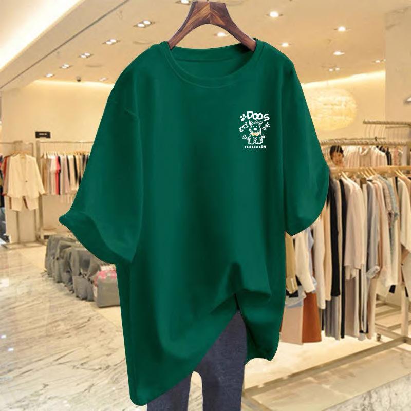 New Cotton Loose Top T-shirt Women's White Large Version Short-sleeved Summer Large Size Bottoming Shirt