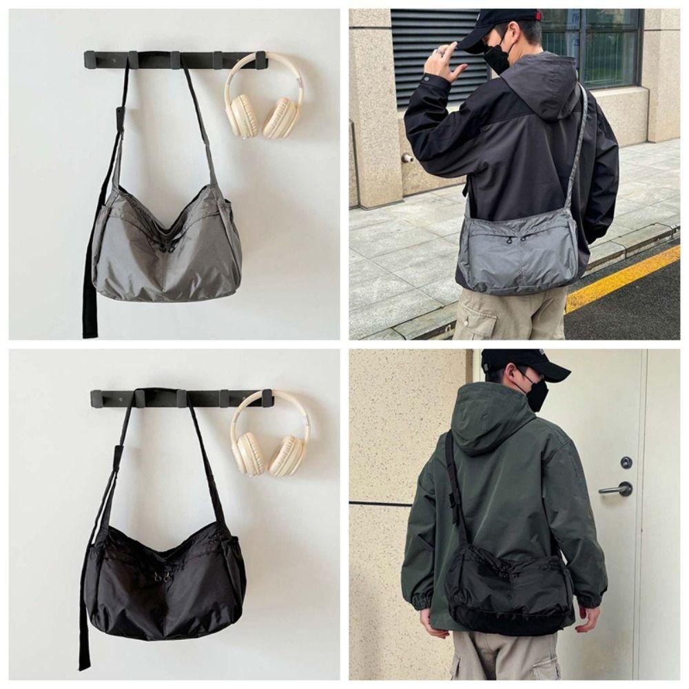 Oxford Cloth Men's Crossbody Bag Large Capacity Solid Color Waterproof Shoulder Bag Minimalist Casual Outdoor Travel Pouch