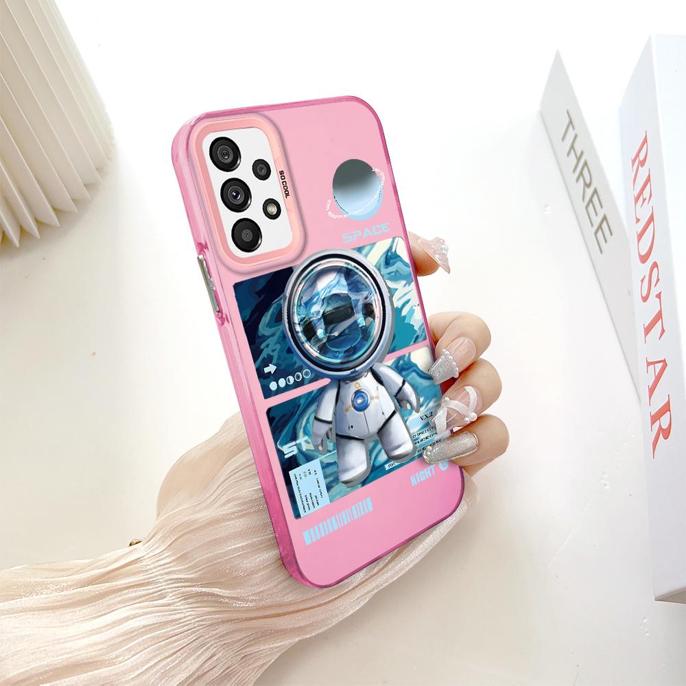 

Окрашенный узор, цветной серебристый, двухсторонний, жесткий, противоударный чехол для телефона Samsung Samsung A16 темно-розовый