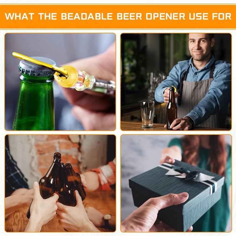 

6Pcs Beadable Beer Opener Kit Reusable Bottle Opener Decorative Beaded Bottle Opener Set For Bartenders DIY Bead Bottle Opener-B золотой