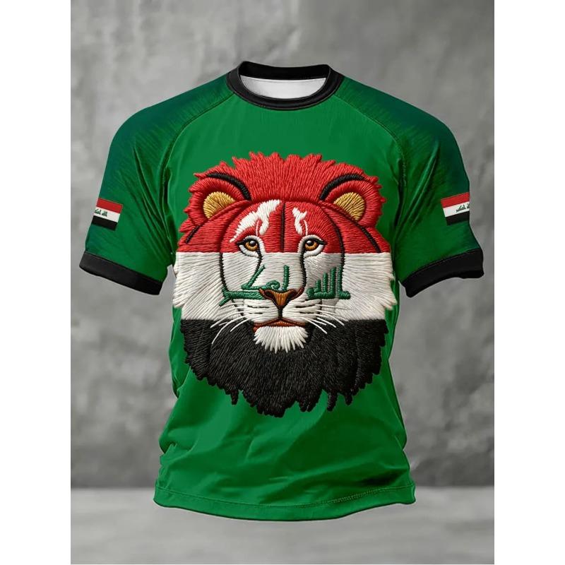 Maglie da Calcio e T-shirt Estive da Donna Stile Stampa 3D Nazionale Irachena Vestibilità Larga Comode Adatte per l'Uso Quotidiano