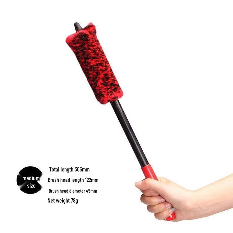 Car Tire Hub Cleaning Brush Set - Wool Sticks in Large, Medium, Small Sizes with Long Handles for Wheel Gap & Steel Ring Cleaning.