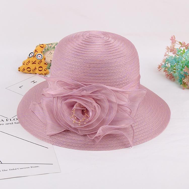 

Евгений Пряжа Шляпа-ведро с цветком Летняя женская шляпа от солнца Защитная шляпа из марли Шляпа от солнца M（56-58cm）