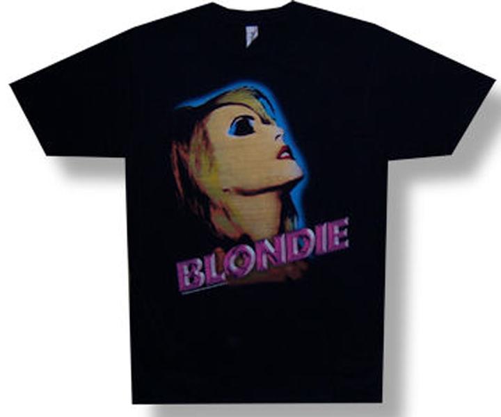 Blondie-Neon Debbie Harry-X-Large Sort Letvægts T-shirt