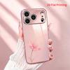 2DFlat electroplated tempered glass phone case,Pink Cosmos Flower on Soft Gradient Background,suitable for iPhone 18 Pro Max 17 16 15 14 13 12 11