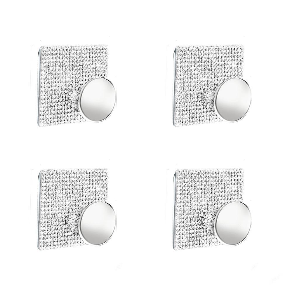 4pcs Punch Free Wall Hook Strong Adhesive Square /Round Bathroom Door Hook Single Hook Wall Mounted Towel Hanger Hook Clothe Bag