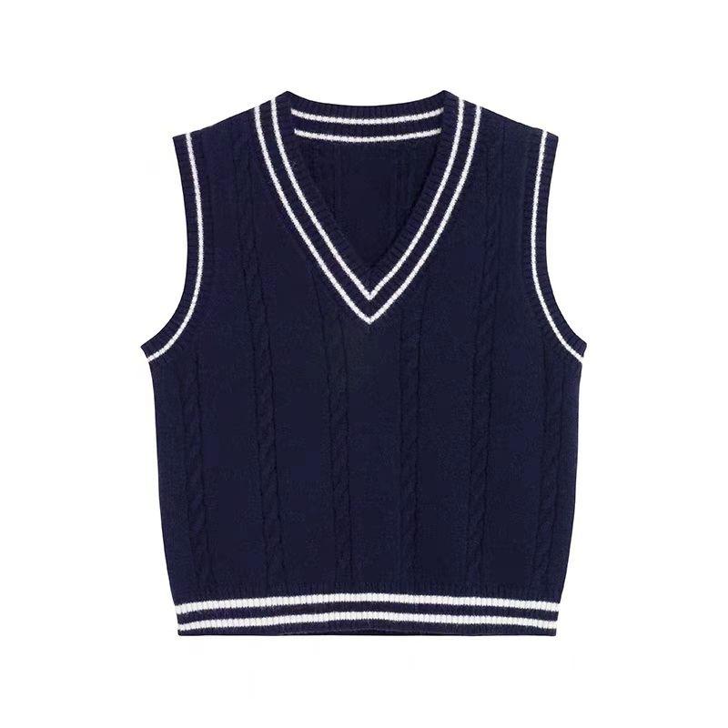 College Style Vest Women's New 1116 New Autumn and Winter Sweater Vest Women's Outer Knitted Sweater Vest Stacked Wearing Vest